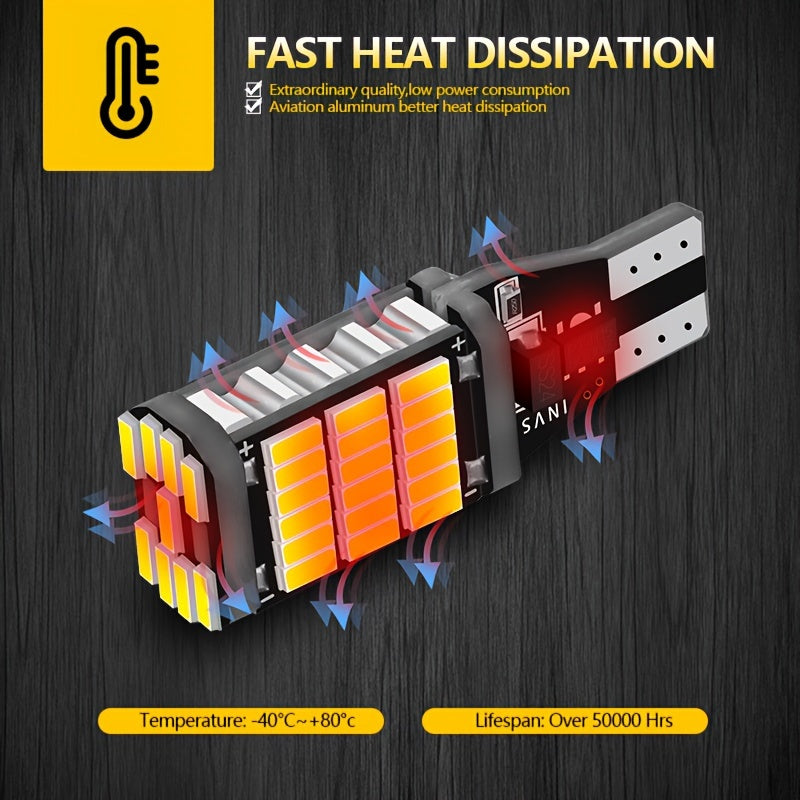 2pcs T15 W16W 45 SMD LED Reverse Backup Light Hexing Bulb 1200 Lumens