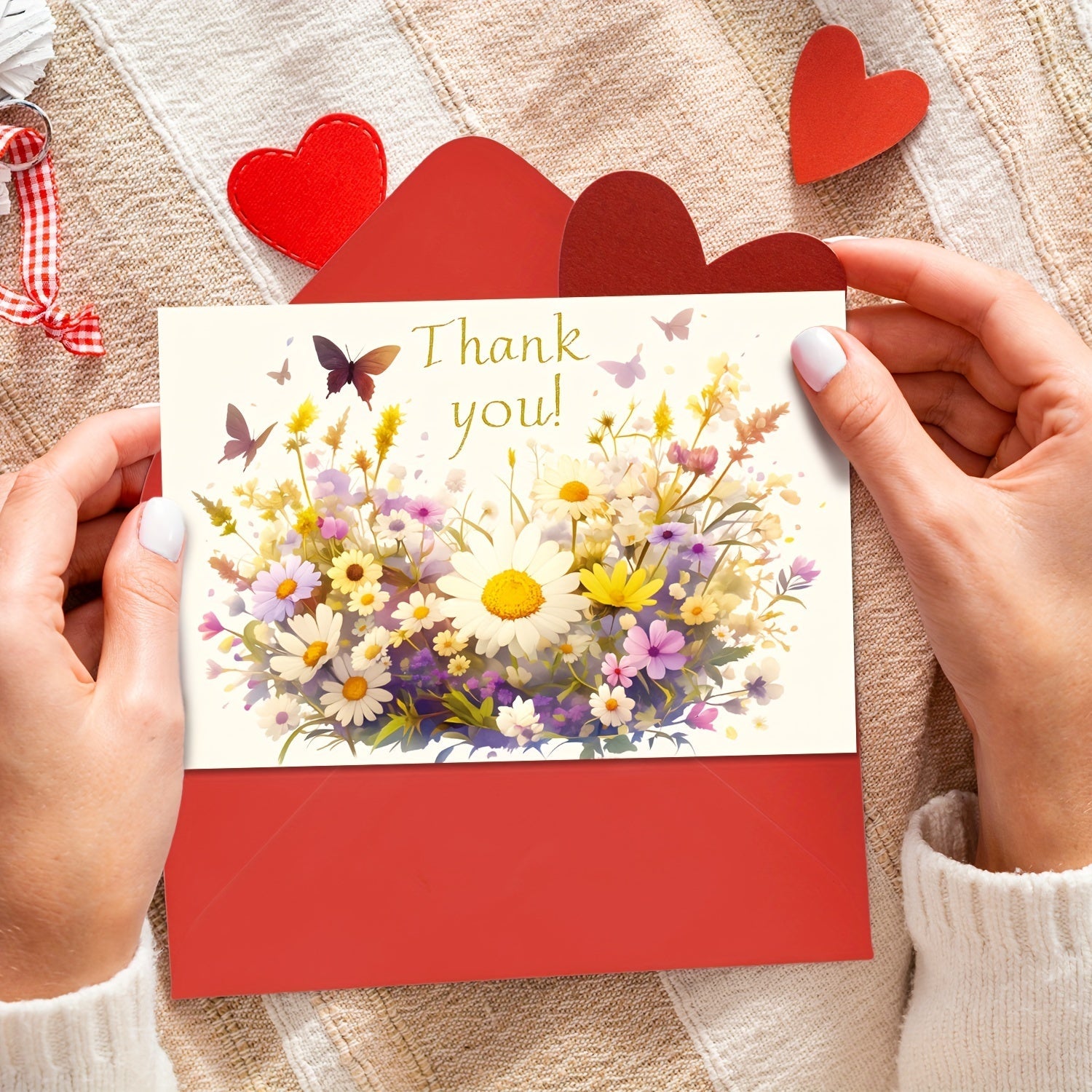 Thanksgiving Greeting Card Set Foldable Floral Design for Young Adults and Relatives
