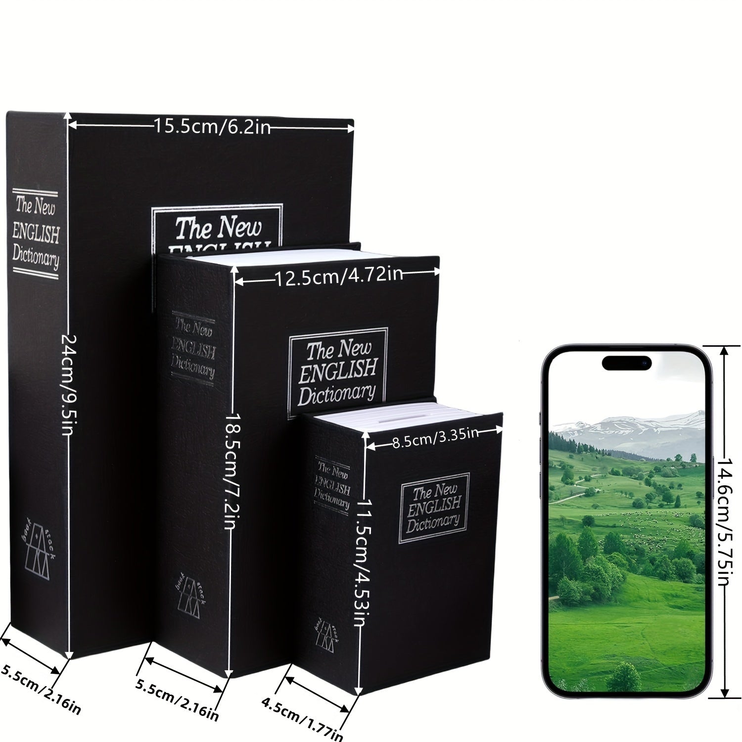 Metal Book Shape Money Box with Password Lock for Valuables Safe Storage