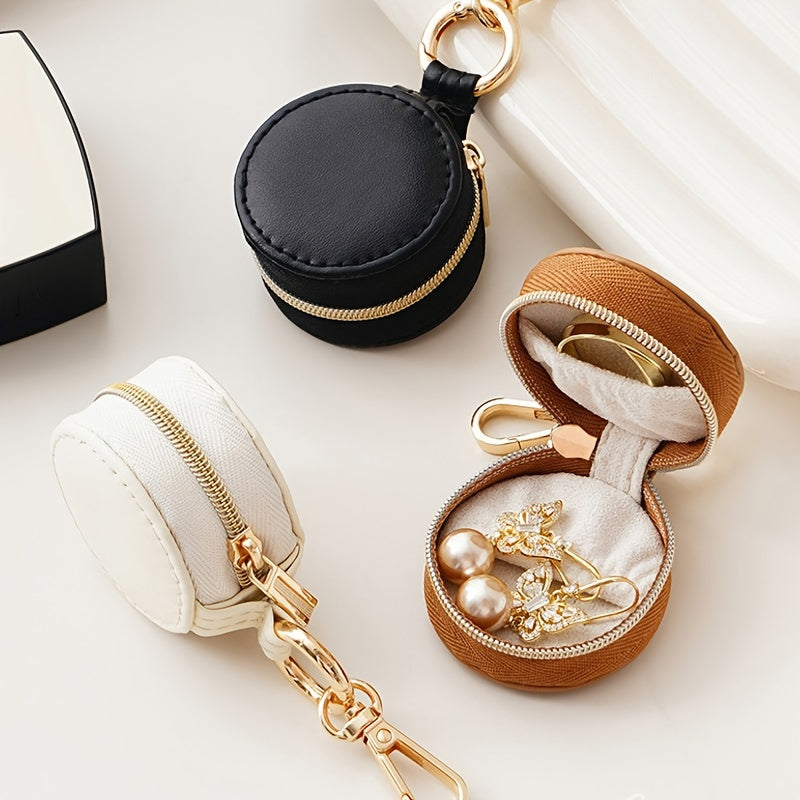 Маленькая кожаная шкатулка для украшений с брелоком для серег, колец и аксессуаров