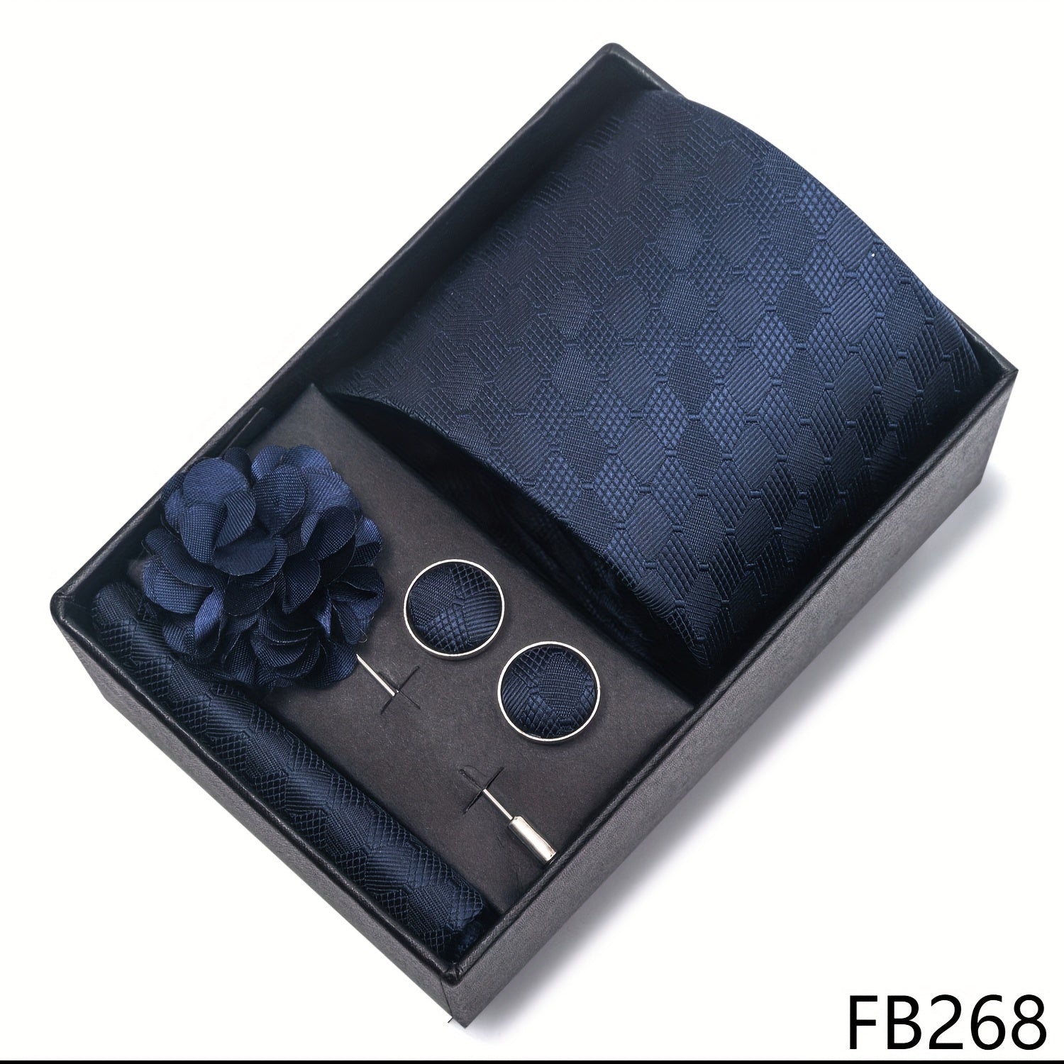 Men's Fashion Tie Set with Striped and Paisley Neckties, Pocket Square, Cufflinks, Lapel Pin in Gift Box for Business and Weddings