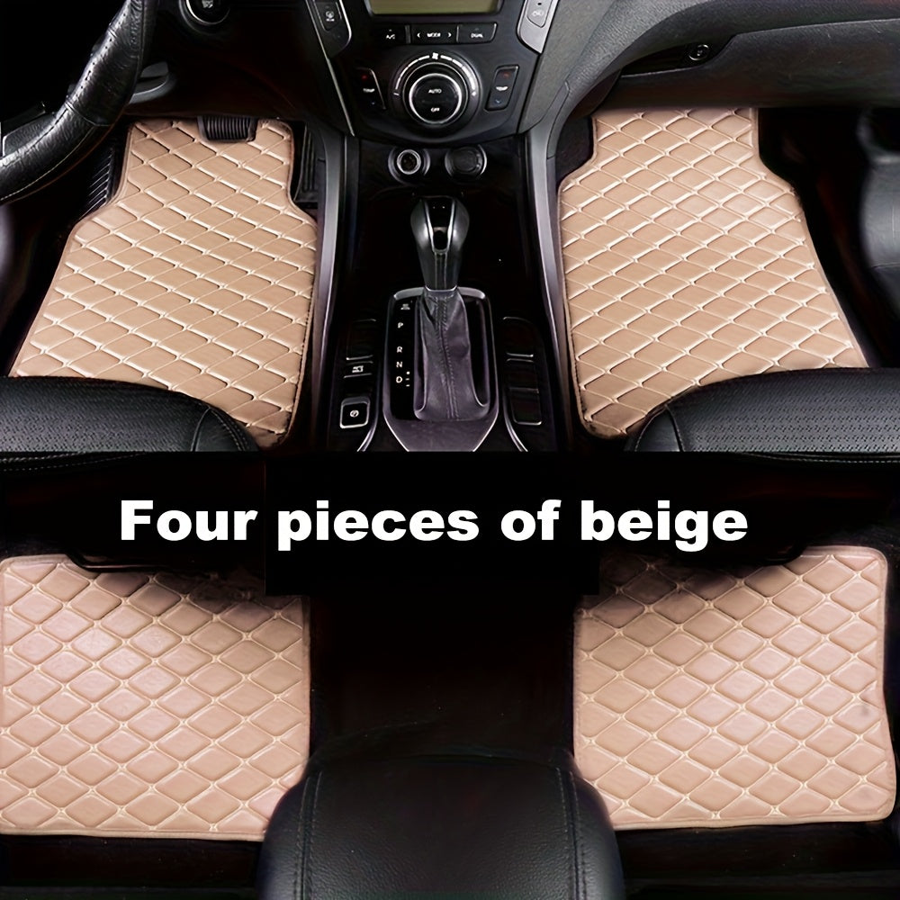 Car Foot Mats 4-Piece Set Faux Leather Non-Slip Universal Front and Full