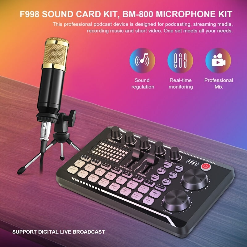 All-in-One Podcasting Kit with Condenser Microphone and Mixer for Studio Recording Voice Overs Streaming