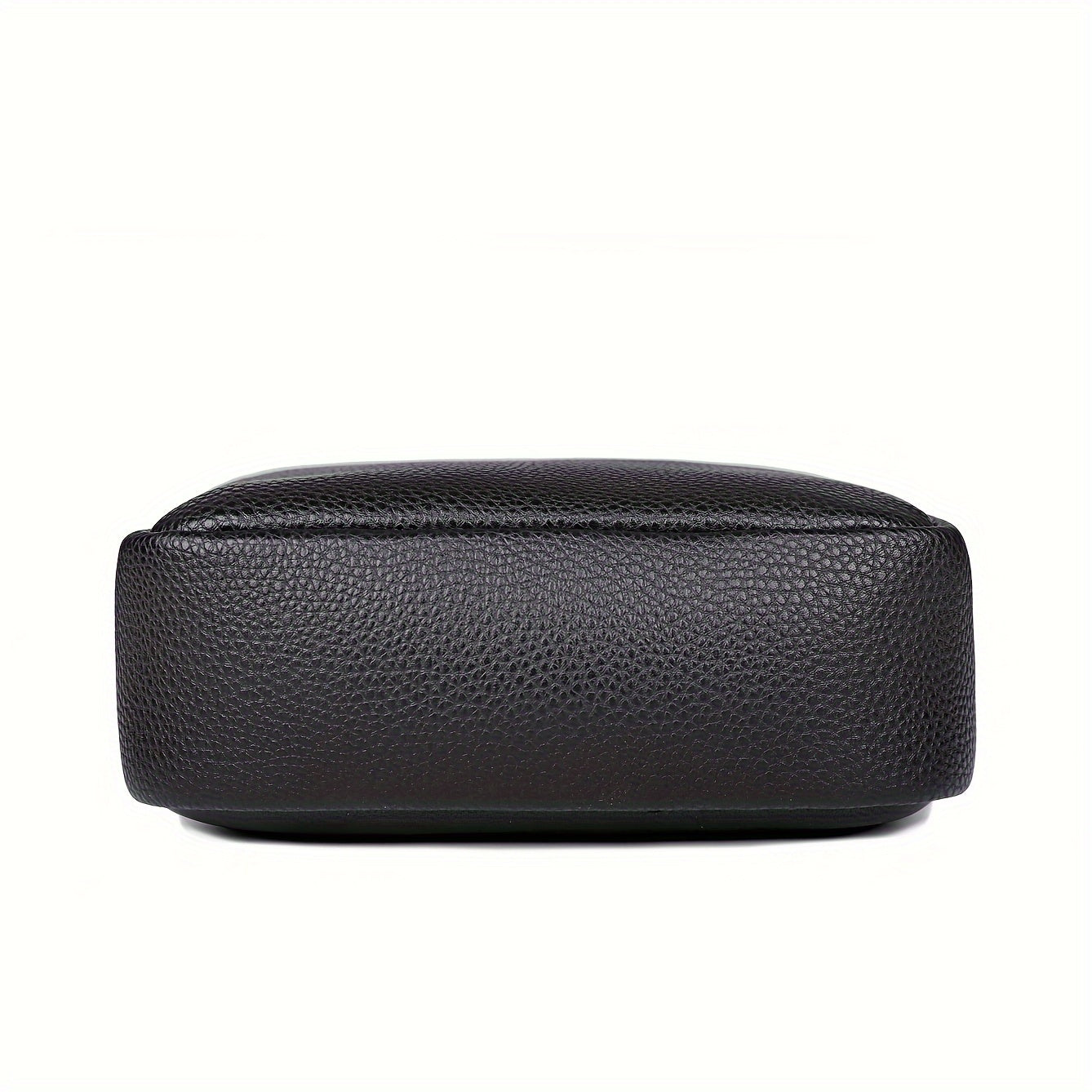 Men's Black Crossbody Bag with Adjustable Strap and Lychee Texture for Travel and Casual Use