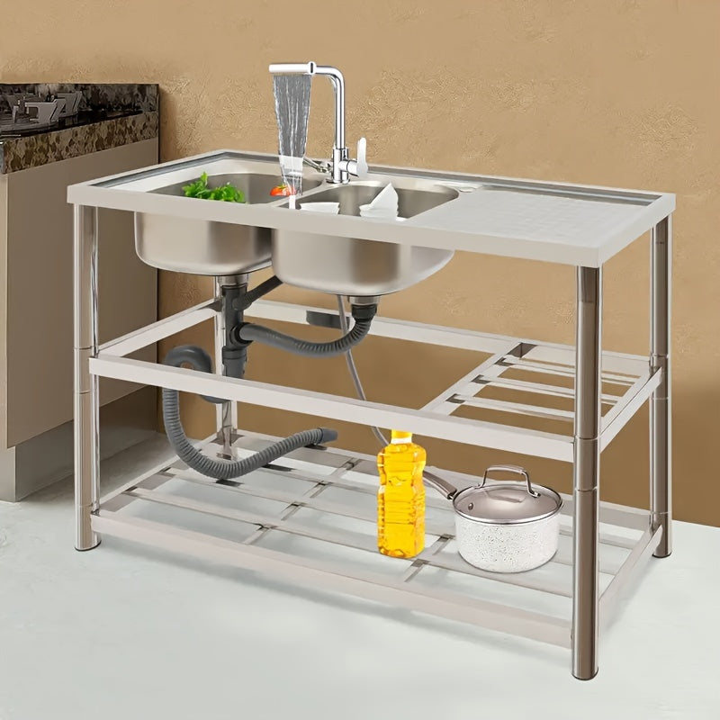 Commercial Kitchen Faucet with Sprayer Rotary Spout Single-Handle Mixer Space-Saving Design