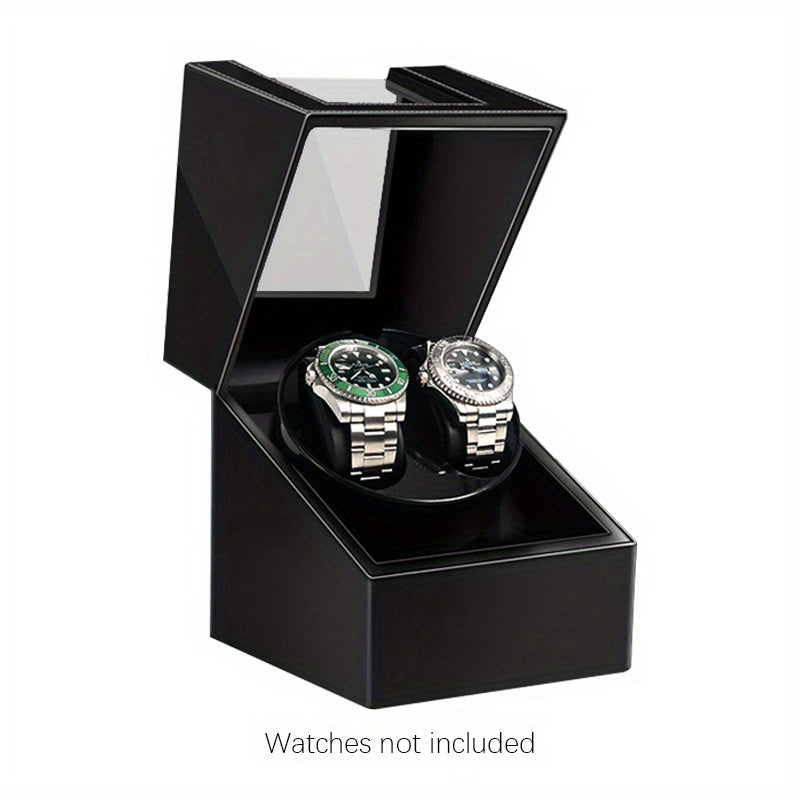 Double Slot Watch Winder with Silent Motor USB Powered for Automatic Watches