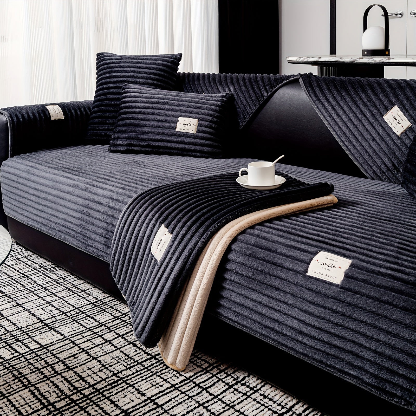 Плюшевый чехол на диван из бархата, противоскользящий, для домашних животных, моющийся в машине, современный стиль, все размеры