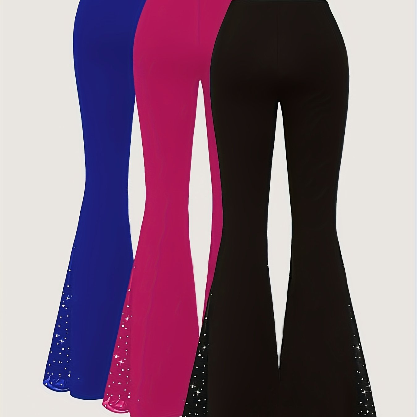 Women's Plus-Size Solid Flared Pants 3-Pack Spring Summer Fashion