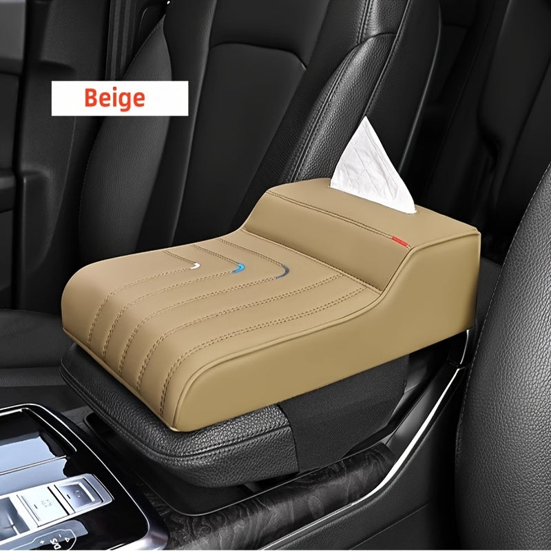 Memory Foam Car Armrest Cushion with Tissue Box Holder Black Ergonomic Support