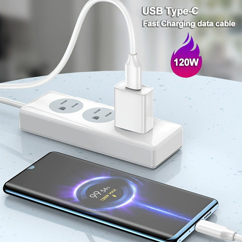 PVC USB-C Charging Cable 120W 6A Fast Data Sync Durable Round Glossy Finish