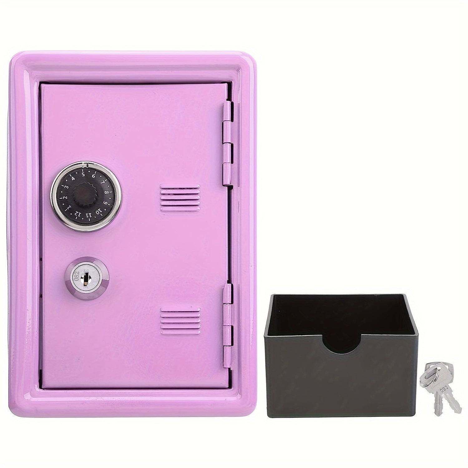 Metal Money Bank with Key and Combination Lock for Coin Storage Compact Secure Cash Safe