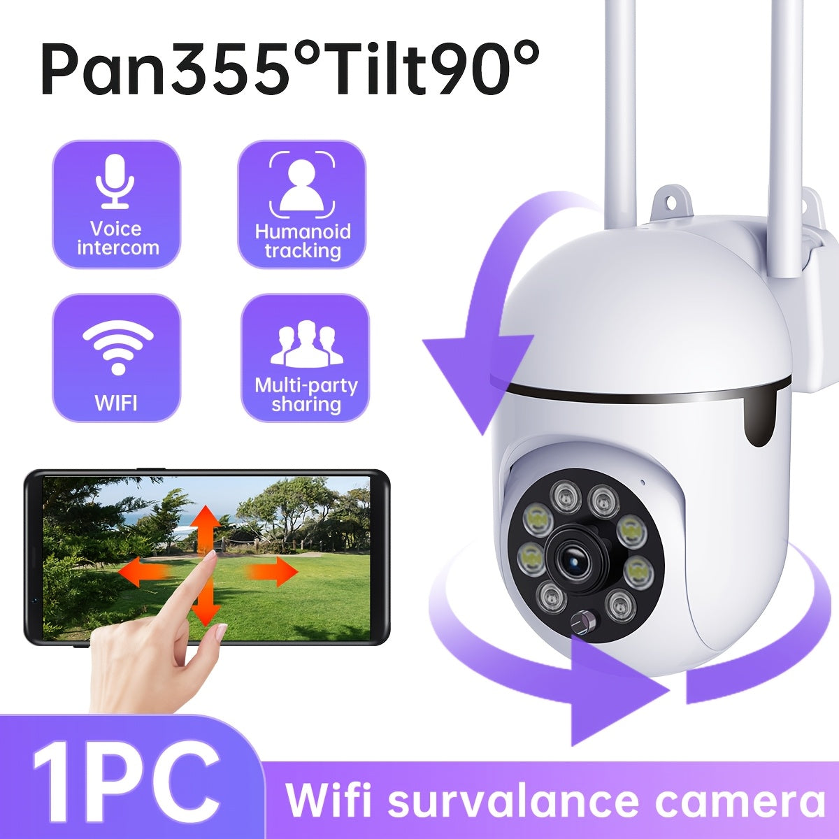 1080P Ultra HD Wi-Fi Security Camera with Pan Tilt Night Vision Two-Way Audio Indoor Outdoor