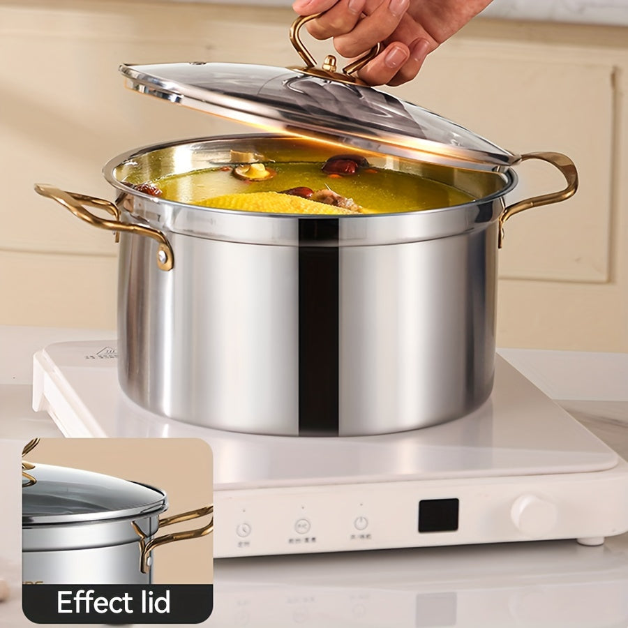 Stainless Steel Stockpot Set with Lids, Large Capacity, Suitable for All Stovetops