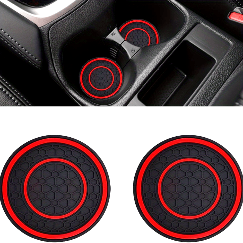 2PCS Car Cup Holder Coasters Non-Slip Dust Resistant Red 6.99cm