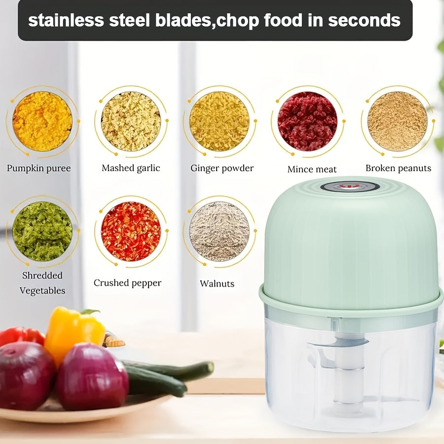 Portable Mini Food Chopper, Rechargeable, 3 Stainless Steel Blades, Wireless Kitchen Mixer