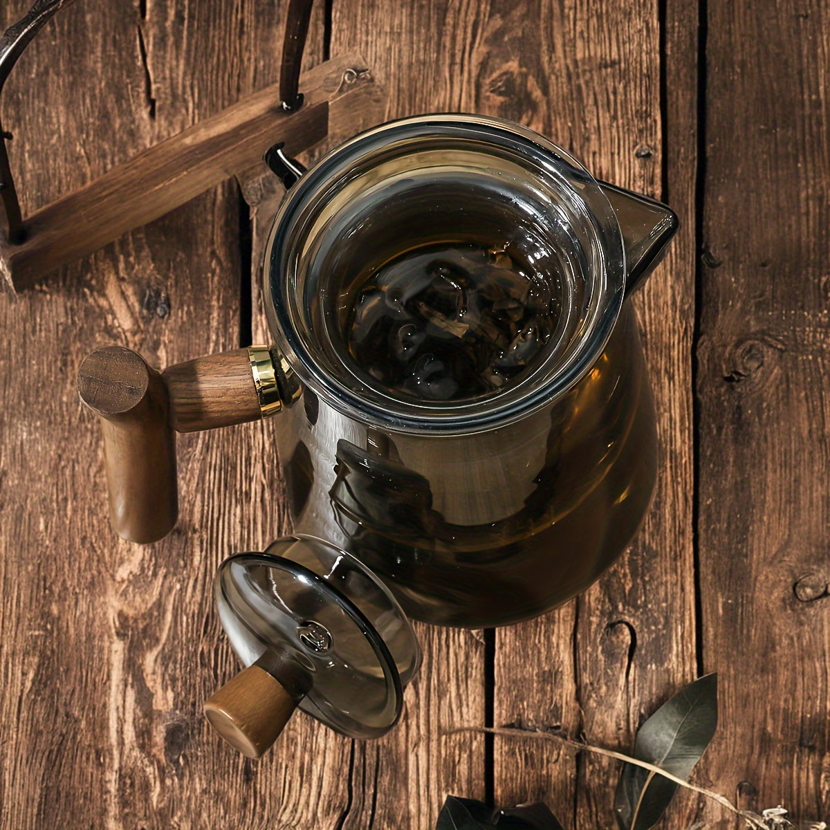 Tetera de vidrio con revestimiento de vidrio y separación de té, elegante para uso exterior