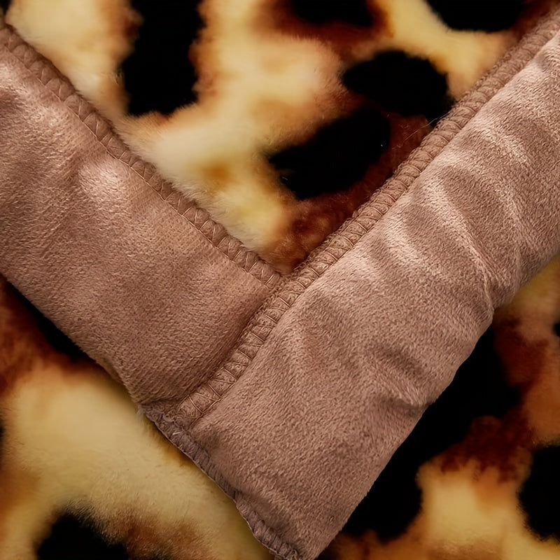 Leopard Print Plush Throw Blanket for Couch Bed Travel Soft Flannel Fleece