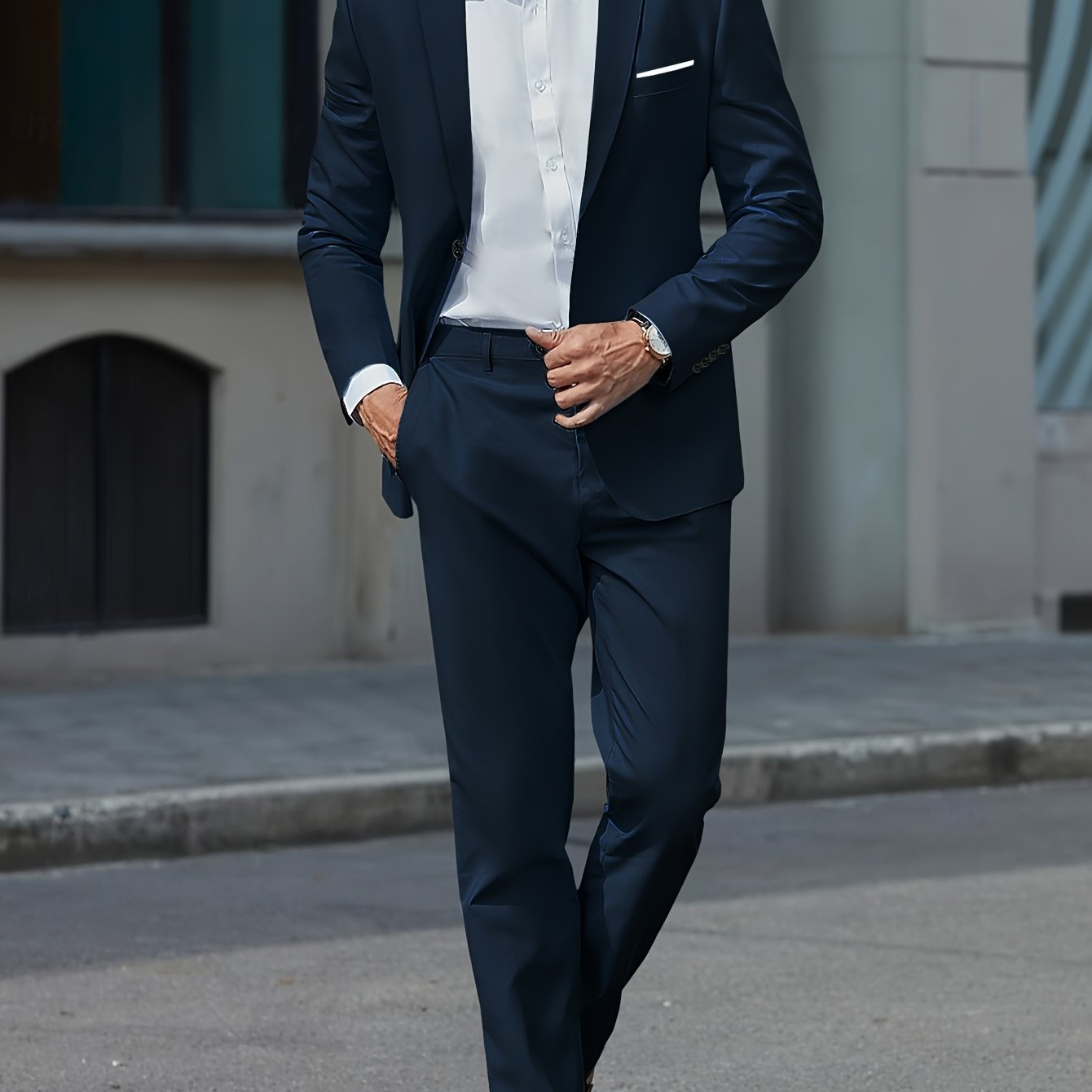 Traje ajustado de poliéster tejido para hombres, ideal para San Valentín y bodas