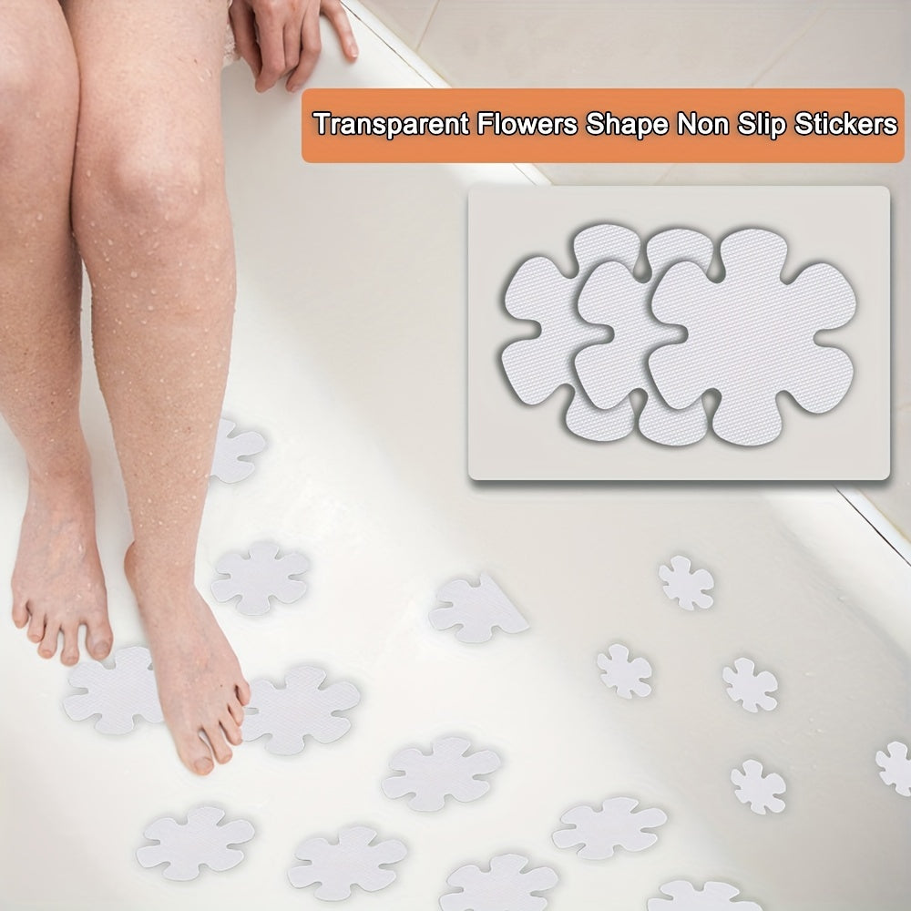 Non-Slip Transparent Flower Bathtub Stickers Sets of 3 12 24 for Shower Floors