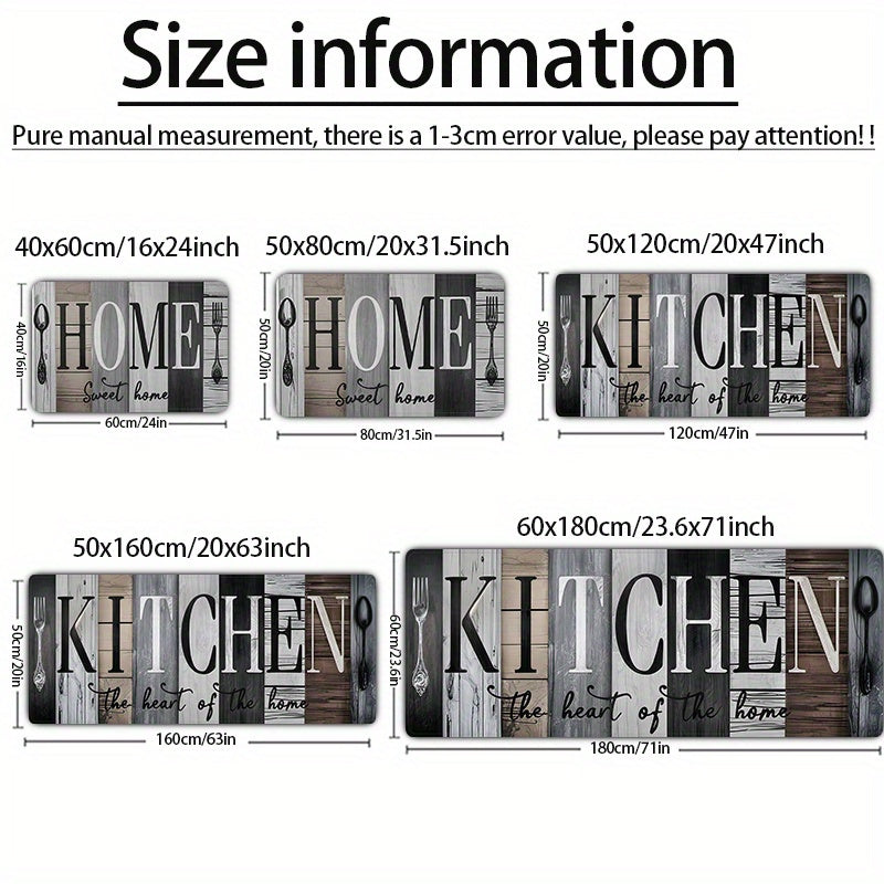 Cozy Patchwork Plank Kitchen Mat Non-Slip Easy-Clean Polyester Rug for Living Room Bedroom Dining