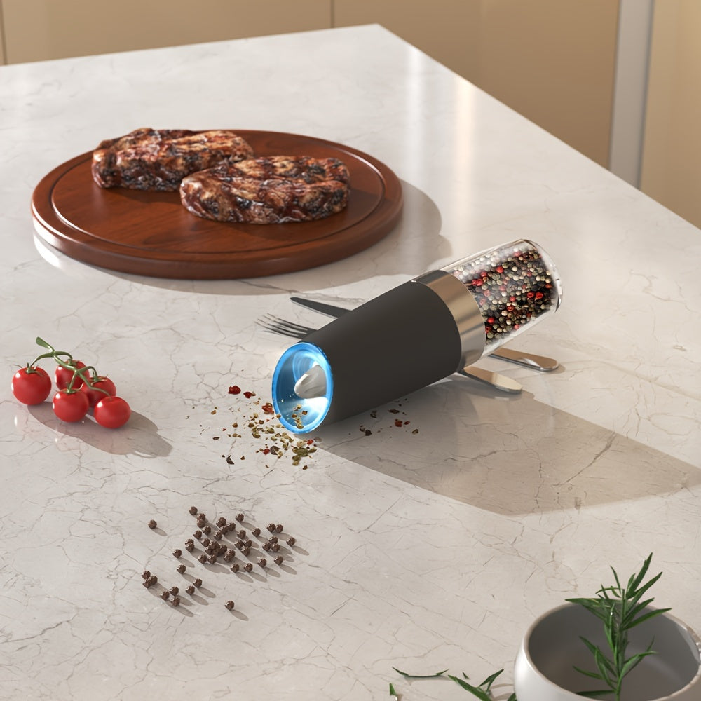 Gravitatsion ishlash bilan elektr tuz va murch maydalagichlar to'plami, USB orqali zaryadlanadigan, 300mAh litiy batareyasi, ABS materialidan tayyorlangan, bitta qo'l bilan oson ishlatish, bayram mavsumi uchun mukammal, bitta yoki juft to'plamda mavjud.