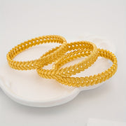 Set of Two Gold Open Hollow Bracelets for Women Jewelry Gift
