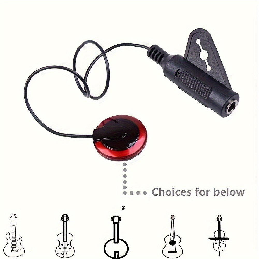 Professional Piezoelectric Contact Pickup for Acoustic Guitars Ukuleles Harps and Banjos Red Black