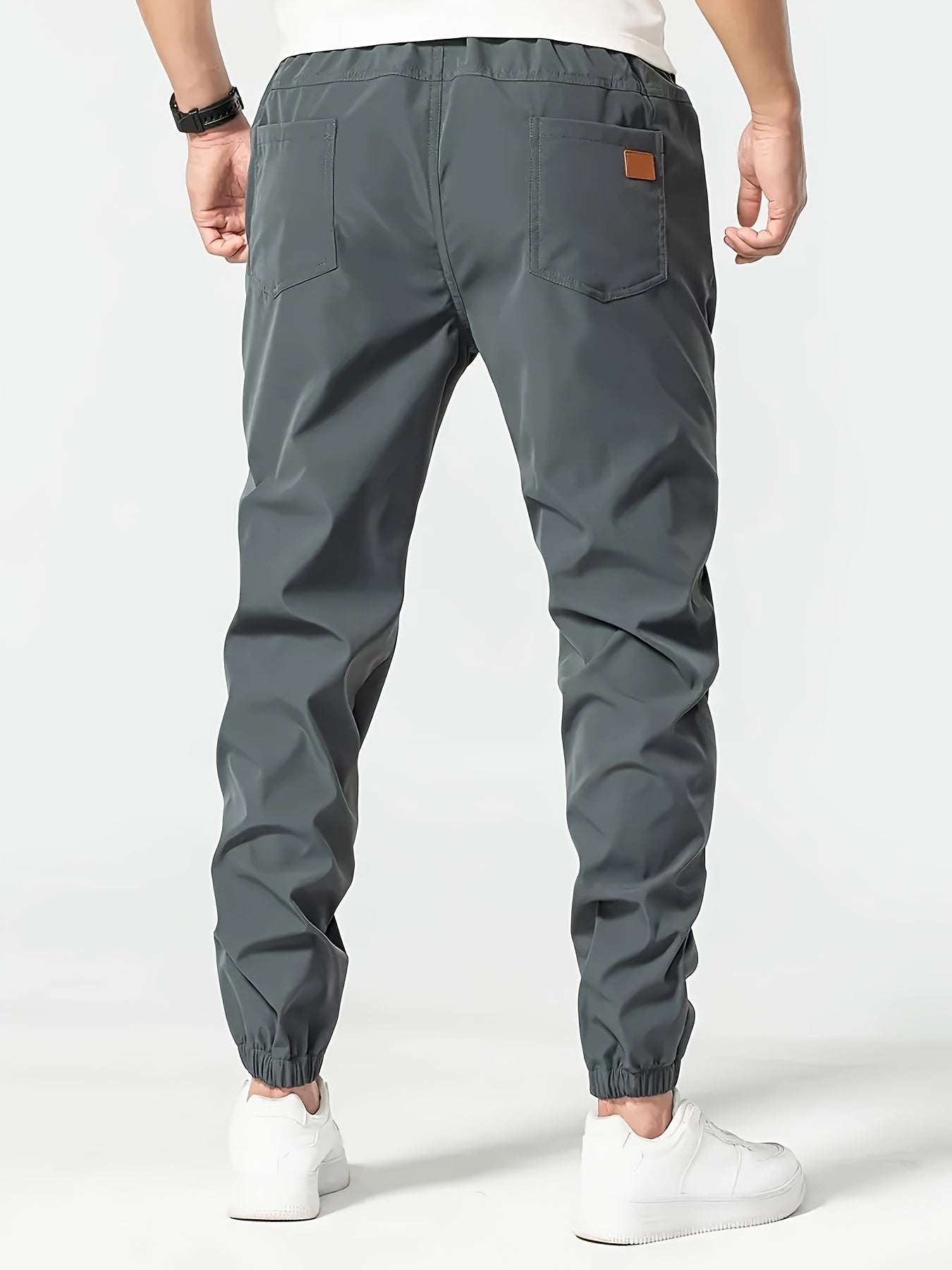 Мужские спортивные штаны из полиэстера с шнурком, повседневные карго в черном, темно-сером, оливково-зеленом
