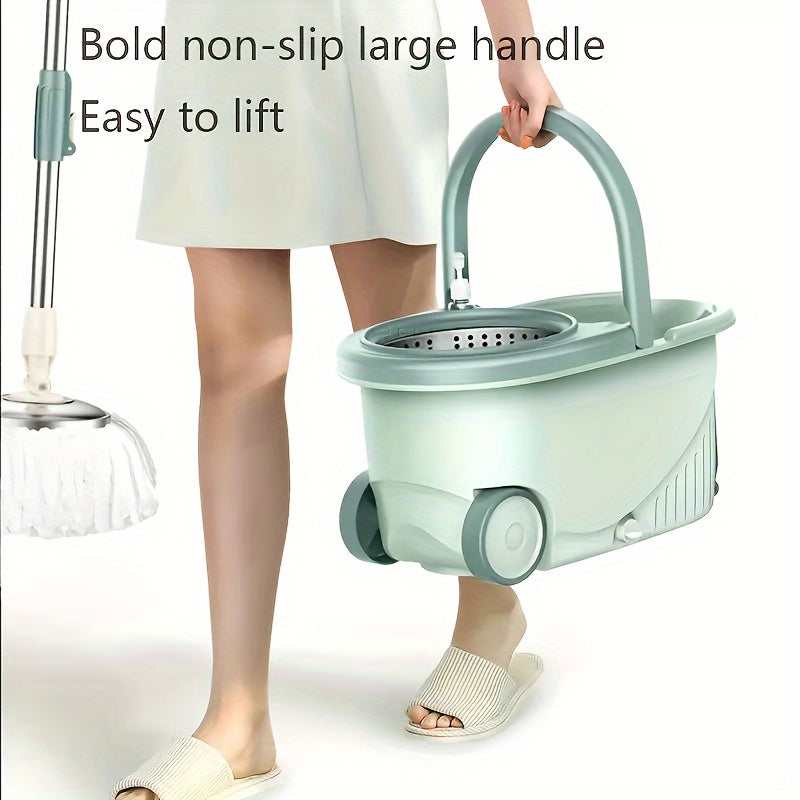2pcs Teal Spin Mop and Bucket System with Wheels Microfiber High Absorbency