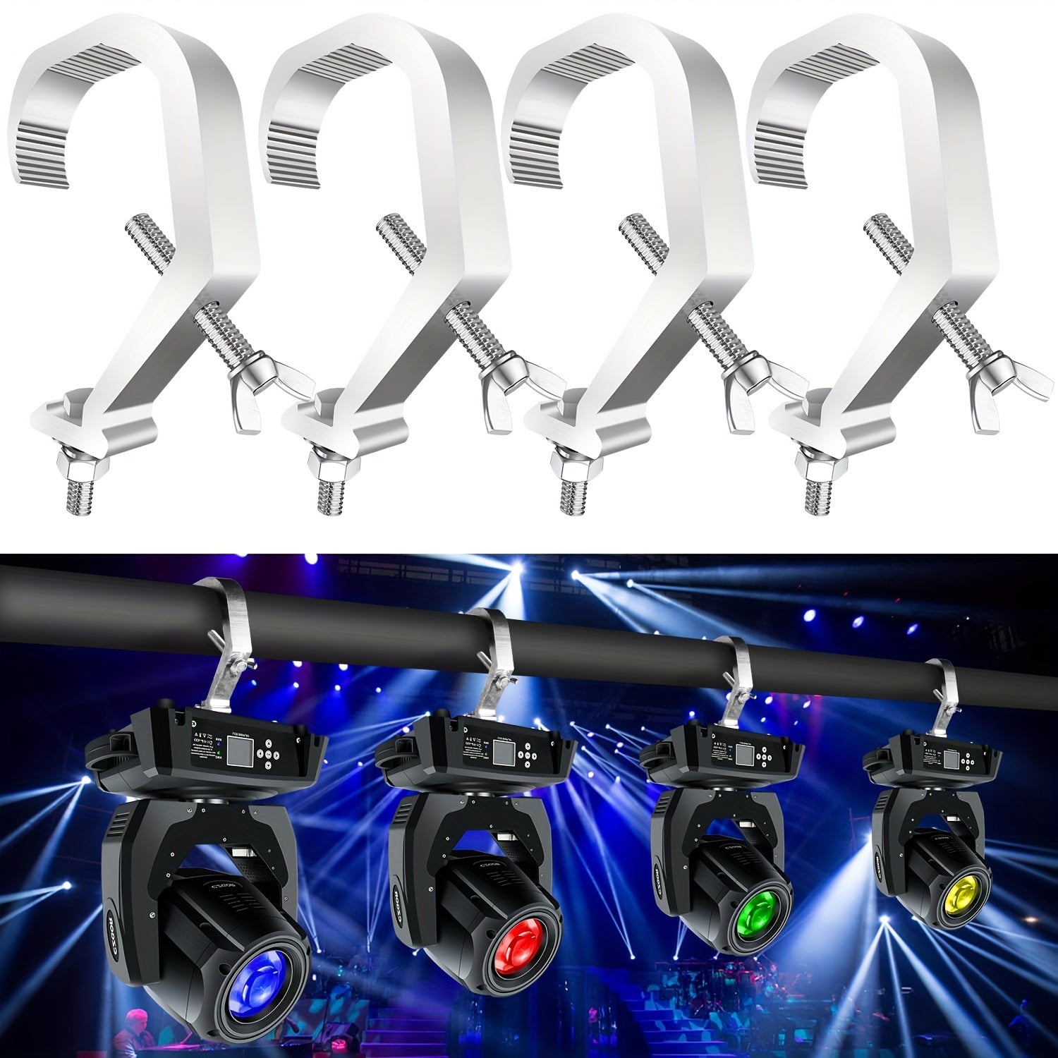 Adjustable Stage Light Hooks Sets for Par and Beam Lights Silver Grey 1 4 10 pcs