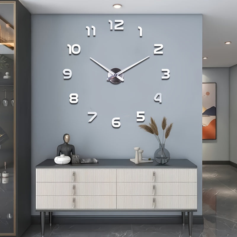Oversized DIY Wall Clock with Luminous 3D Design, Acrylic Frame, Auto Dimmable