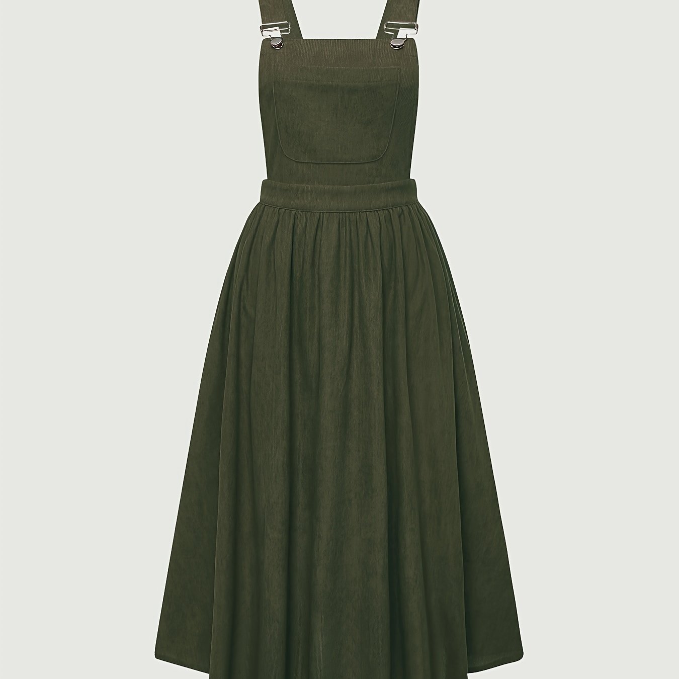 Women's Wide Strap Pinafore Dress with Patched Pocket and Backless Design for Summer