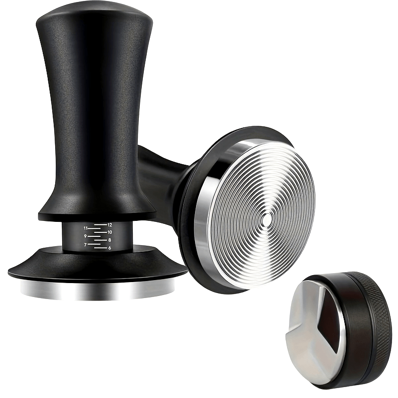 Tamper de espresso de acero inoxidable con calibración de profundidad ajustable para uso en casa
