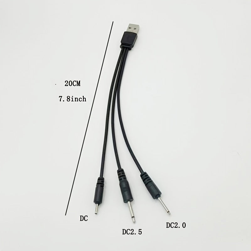 USB 3-in-1 Charging Cable for Vibrating Massage Stick with DC Connectors