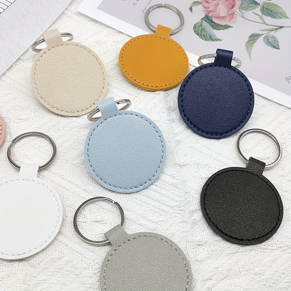 DIY Leather Keychain Kit 15/20 Pieces Round PU Leather Blanks for Men Women