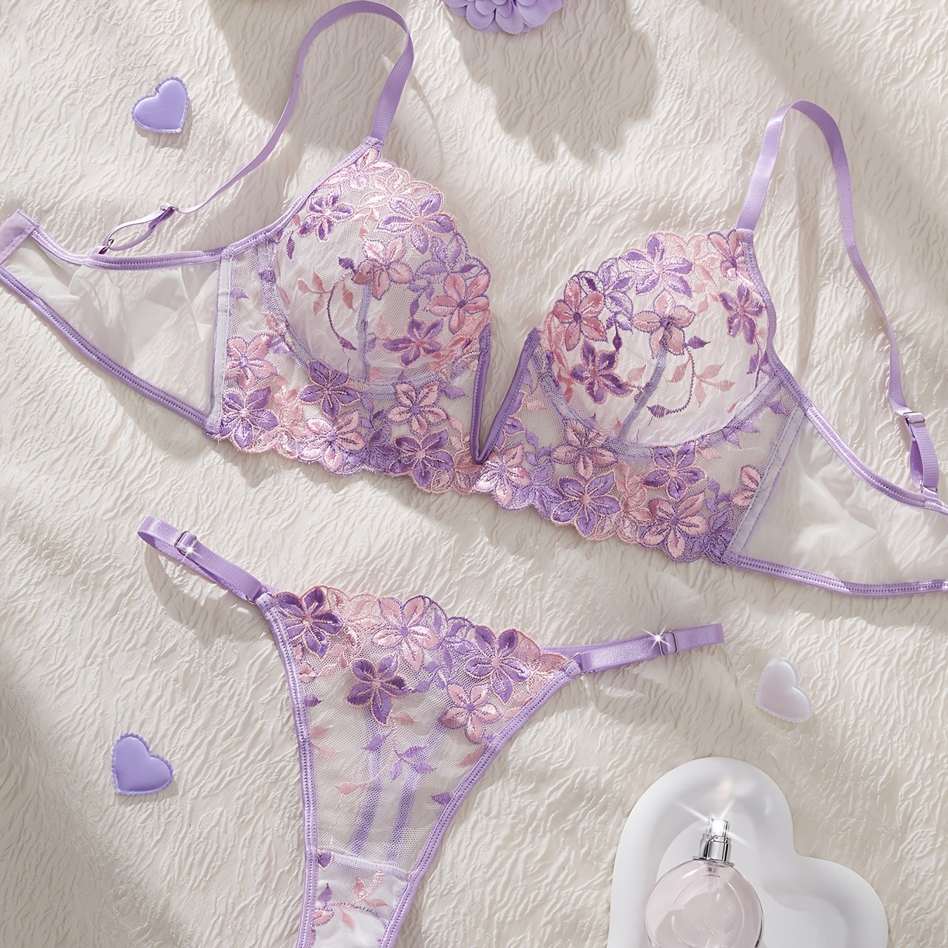 Women's Light Purple Lingerie Set for Valentine's Day Eve