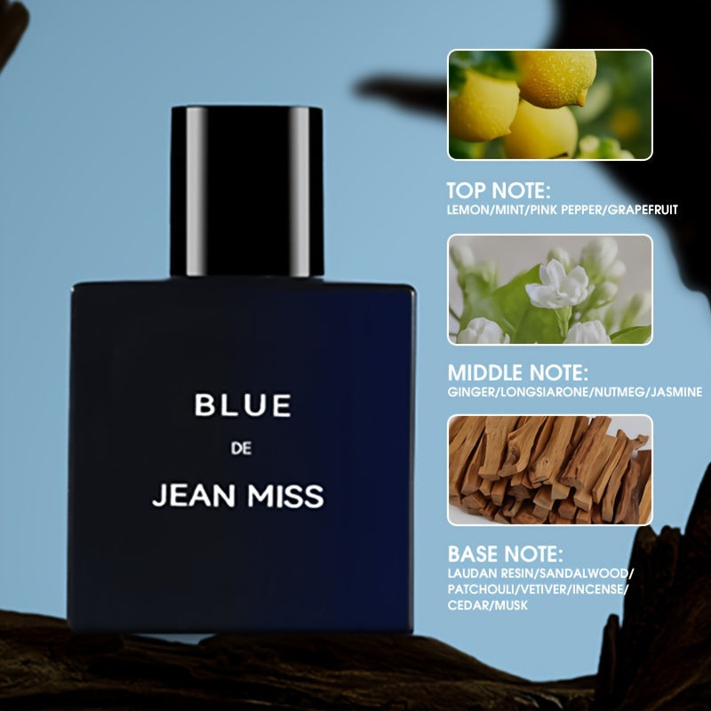 Men's Perfume Set with Blue Cologne and Woody Fragrance in Gift Box