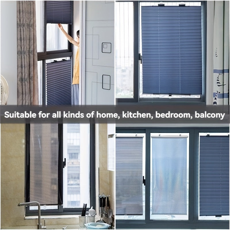 Oson o'rnatiladigan issiqlik izolyatsiyalovchi quyosh soyasi, oshxona, balkon va yashash xonasi uchun shisha derazalar uchun muhrli qopqoq bilan. Teshik ochish talab qilinmaydi.