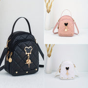 Faux Leather Rhombus Grid Shoulder Bag and Hardware Backpack for Daily Use