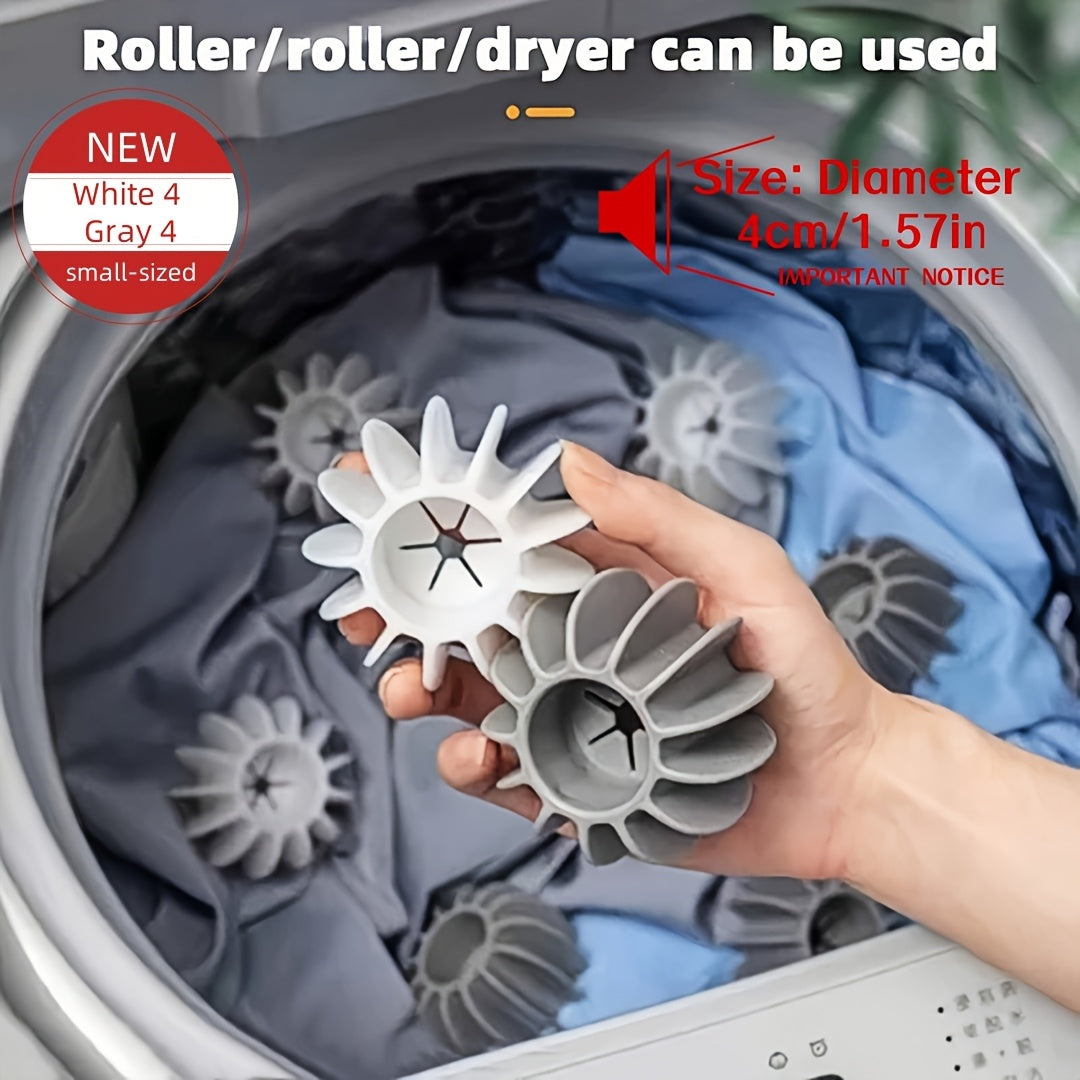 Set of 8 Silicone Laundry Balls Reusable 1.57-Inch Anti-Entanglement Dryer Balls for Washing Machine and Clothing Removal