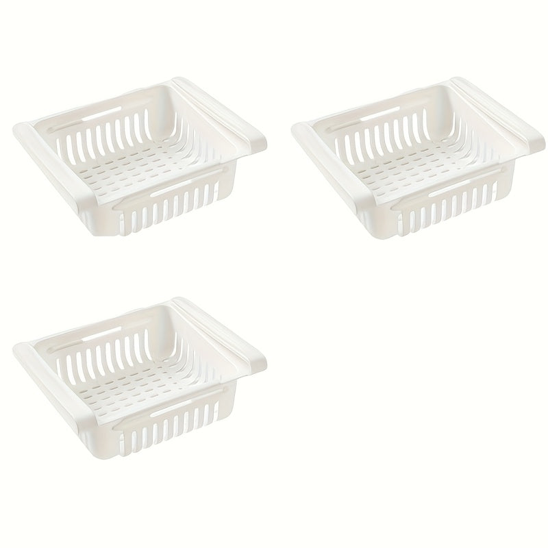 Kitchen Refrigerator Organizer with Drainage Shelf Rack and Storage Basket