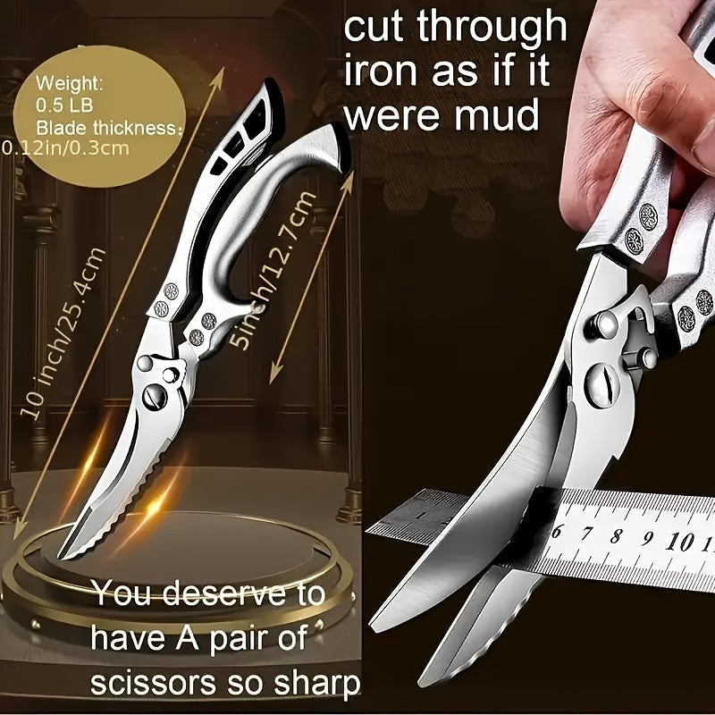 1-Pack Ambidextrous Poultry Shears Heavy Duty Stainless Steel Meat Fish Scissors