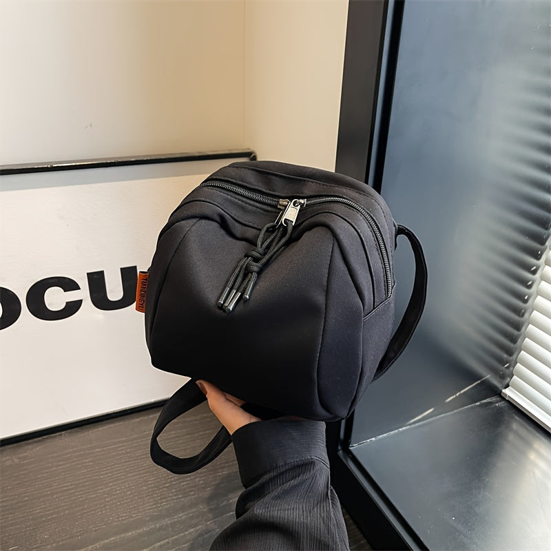 Women's Nylon Crossbody Bag Casual Solid Color with Front Zipper Pocket for Work and Daily Use