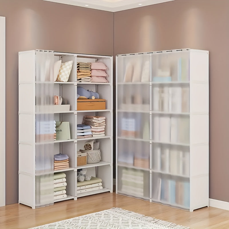 Metal Multi-Layer Storage Organizer with Dustproof Shelves for Bedrooms Dorms and Classrooms