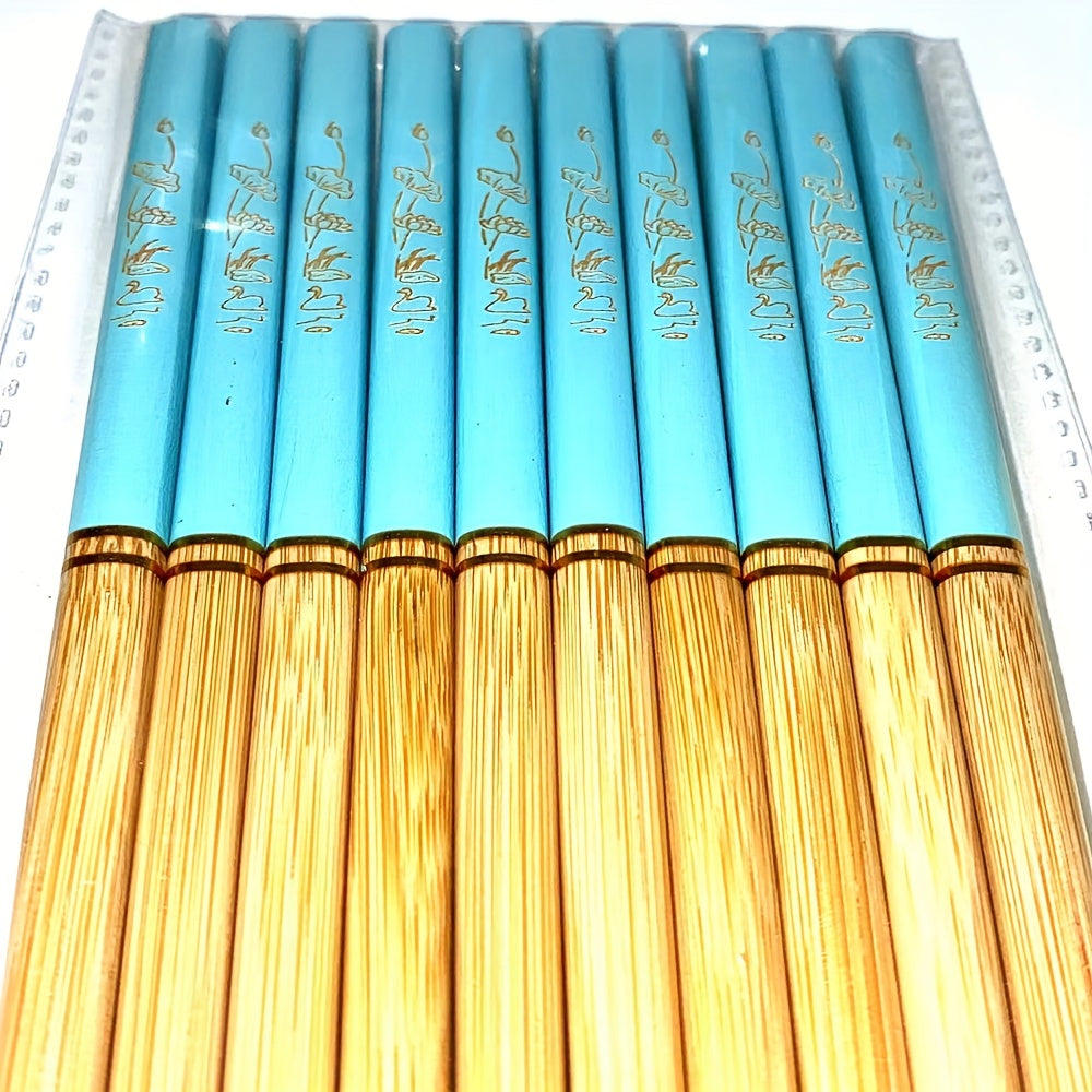 5 Pairs of Premium Bamboo Chopsticks Non-Slip Heat-Resistant Dishwasher Safe Kitchen Utensils