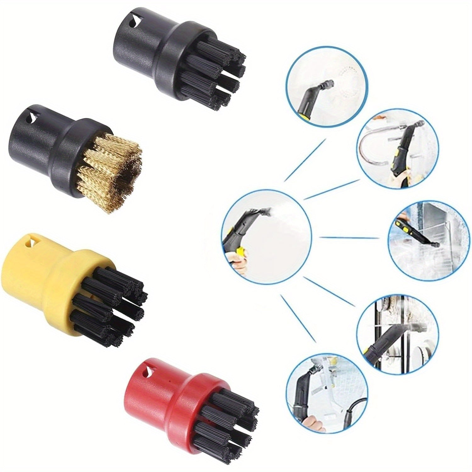 Набор аксессуаров для пароочистителя 8 предметов для различных моделей с щетками и насадками