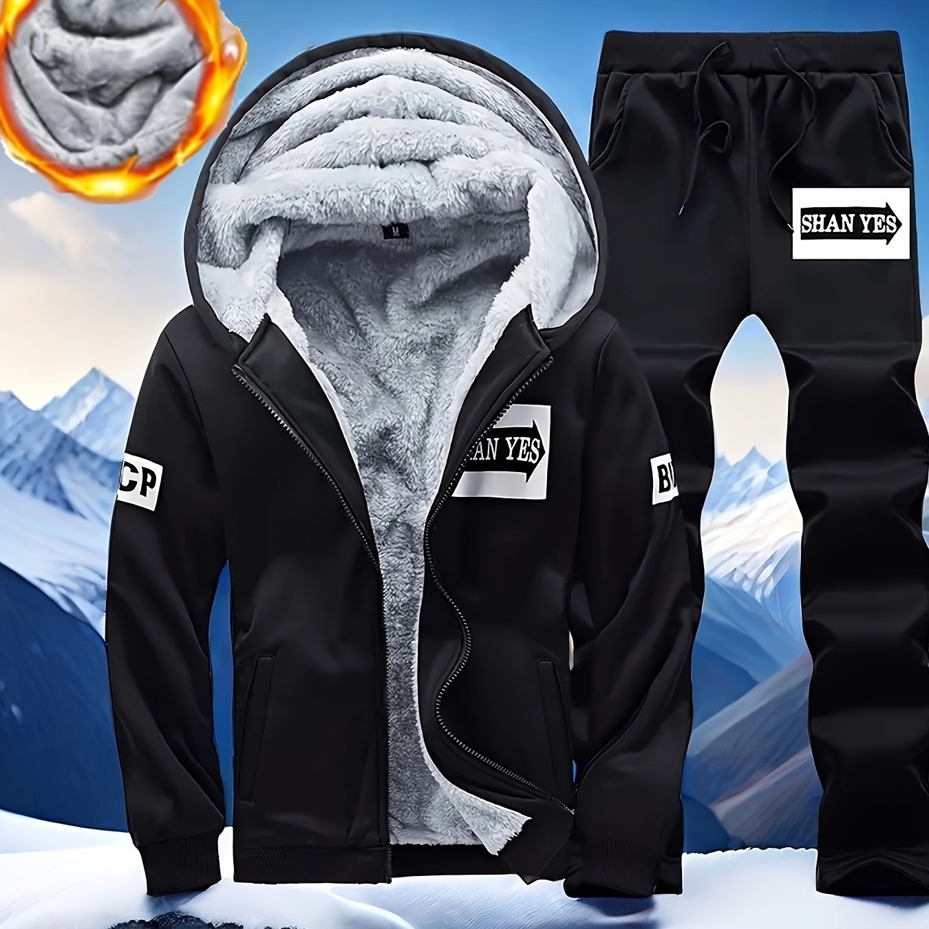 Erkaklar uchun kuz va qish mavsumi uchun mo'ylovli termal sport kostyumi