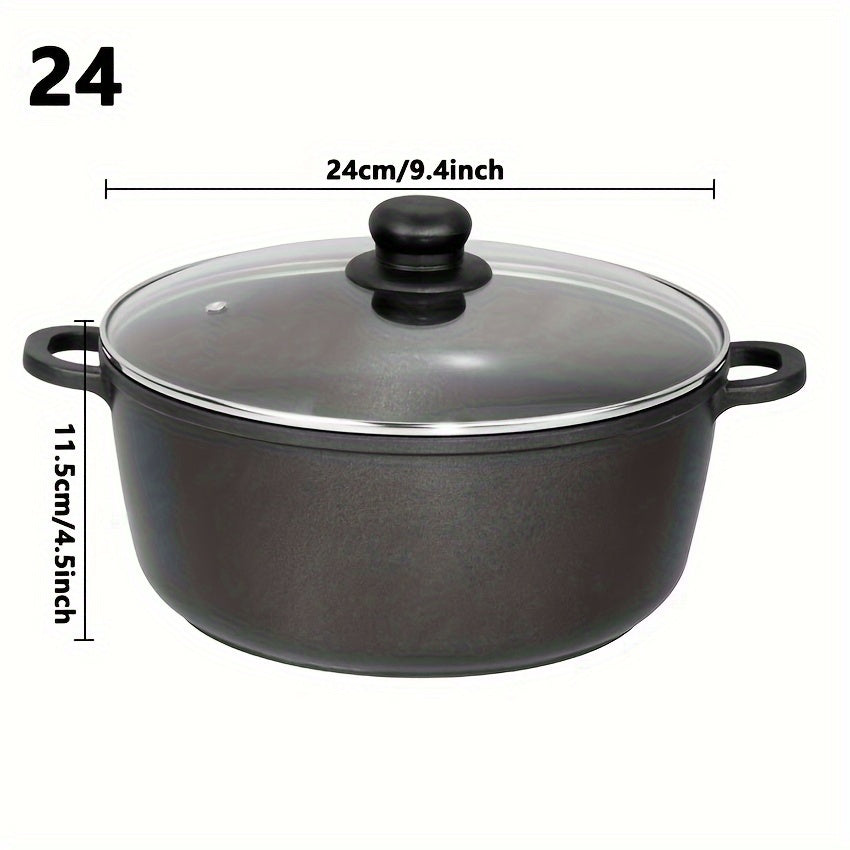 Japanese Style Dual Handle Deep Soup Pot Non-Stick Aluminum 3.5 Quart