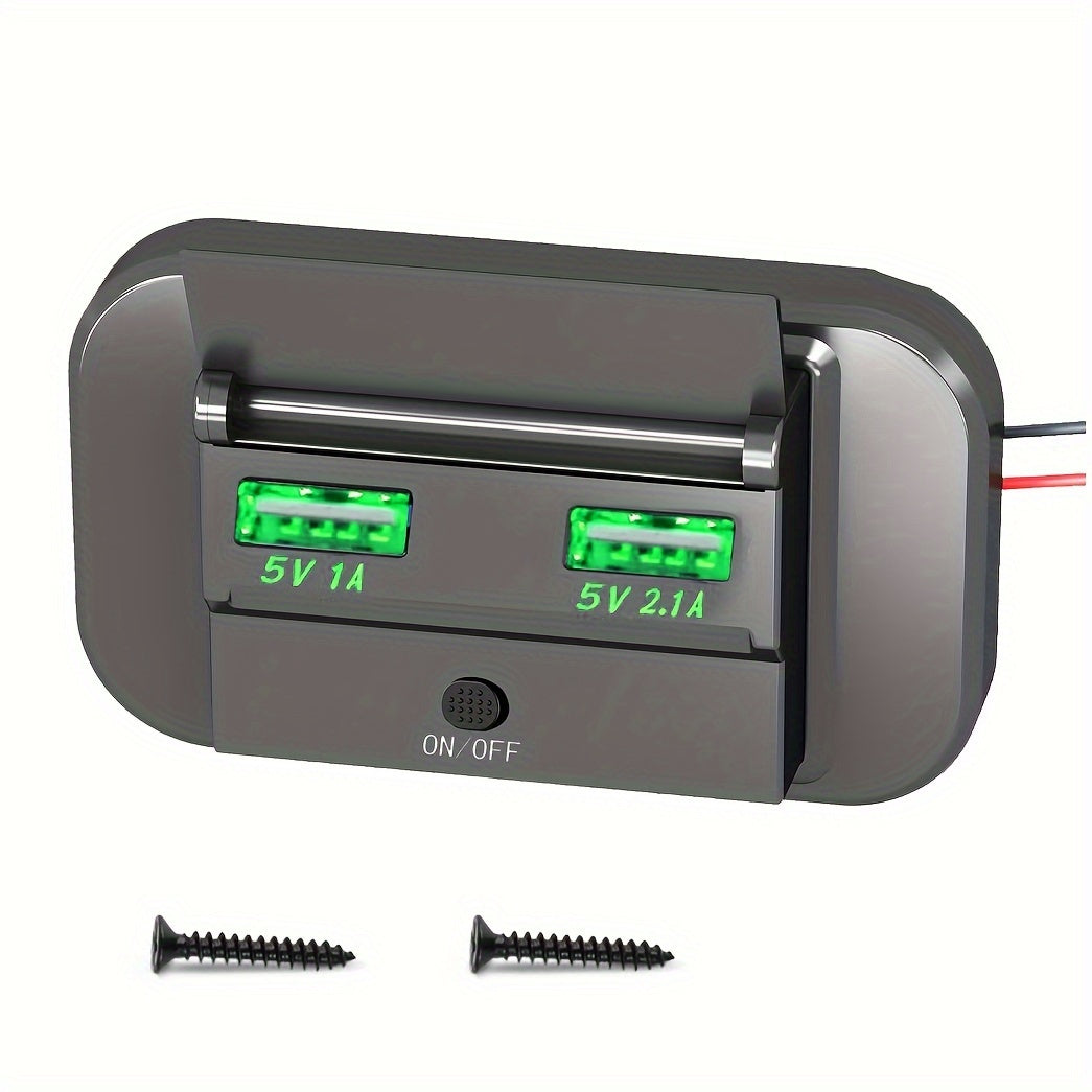 Switch uchun nazorat bilan juft USB avtomobil zaryadkasi, 12V-24V transport uchun zaryadlash