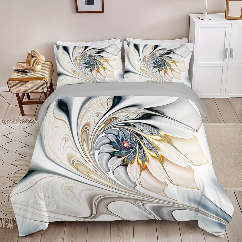 Marble Print Bedding Set 3 Piece Duvet Cover and Pillowcases Soft Comfort for Bedroom or Guest Room